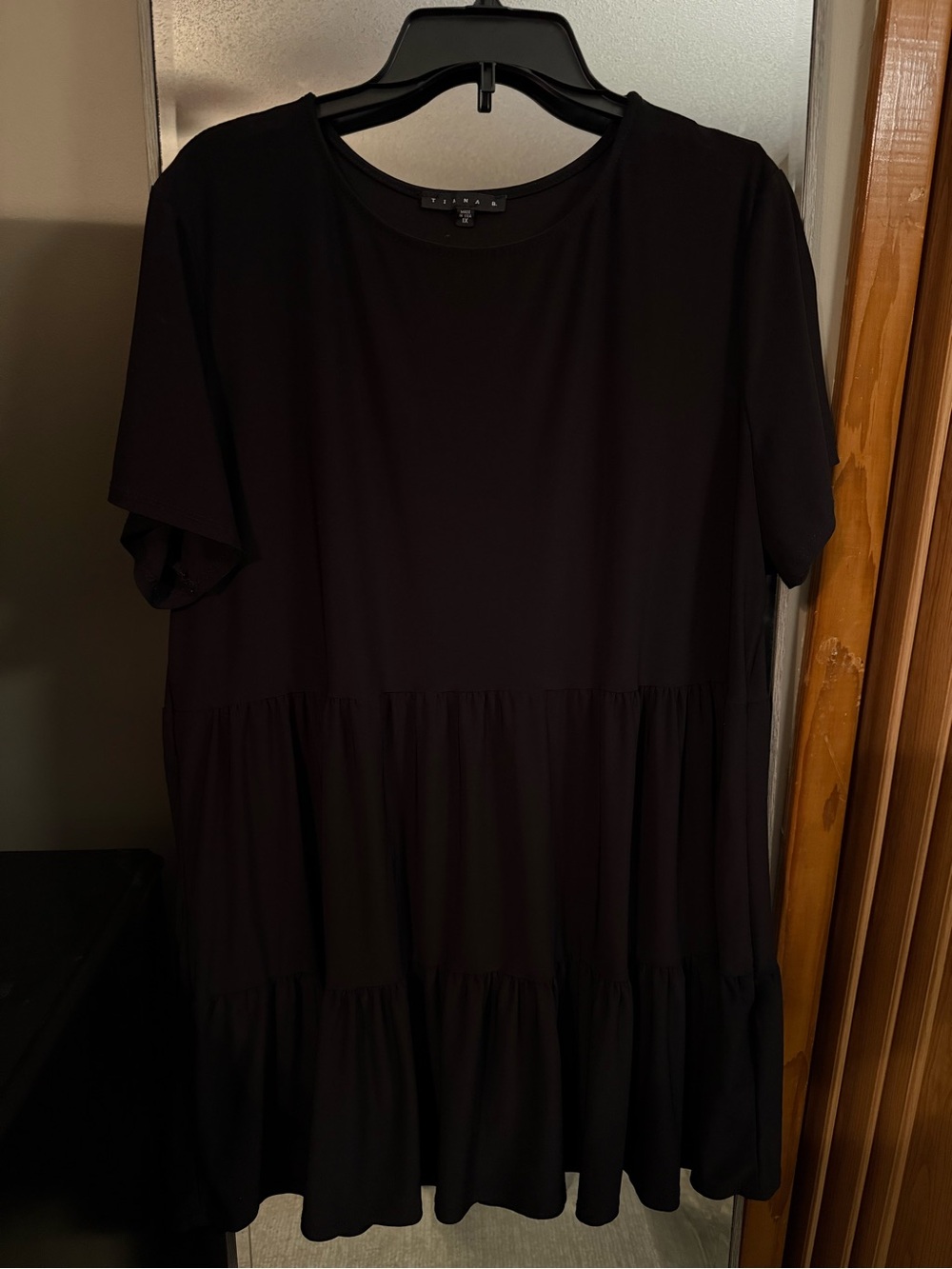 Black Tiered Short Sleeve Dress - elastic breathable material